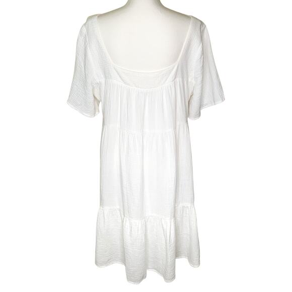 Rails Valentina White Cotton Gauze Square Neck Tiered Mini Dress - Picture 6 of 11